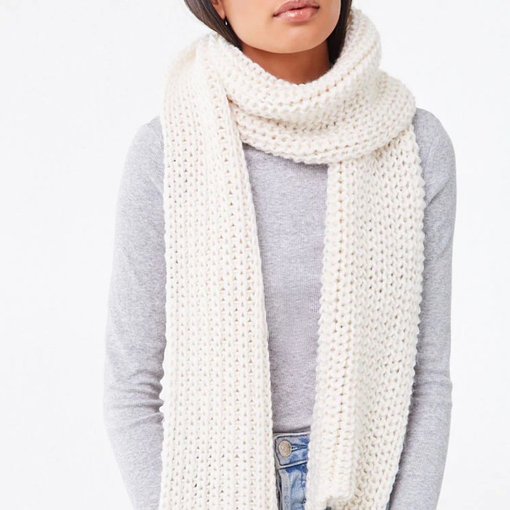 Forever 21 Womens Tassel Accent Oblong Scarf Cream - Picture 3 of 4
